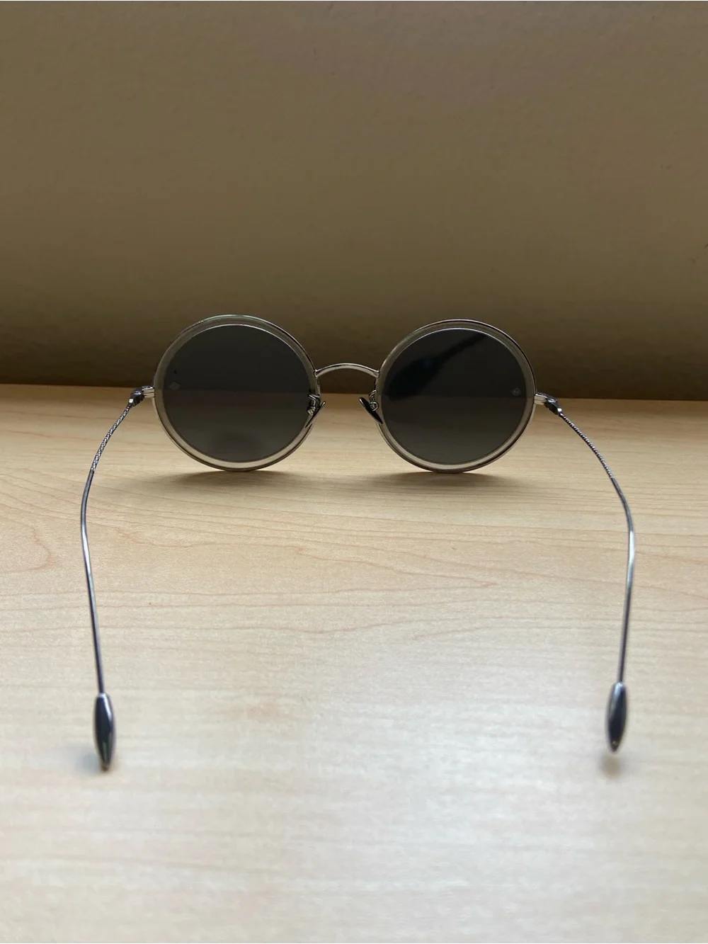 GIORGIO ARMANI Vtg Sunglasses Made In Italy Round Circle Cable Silver